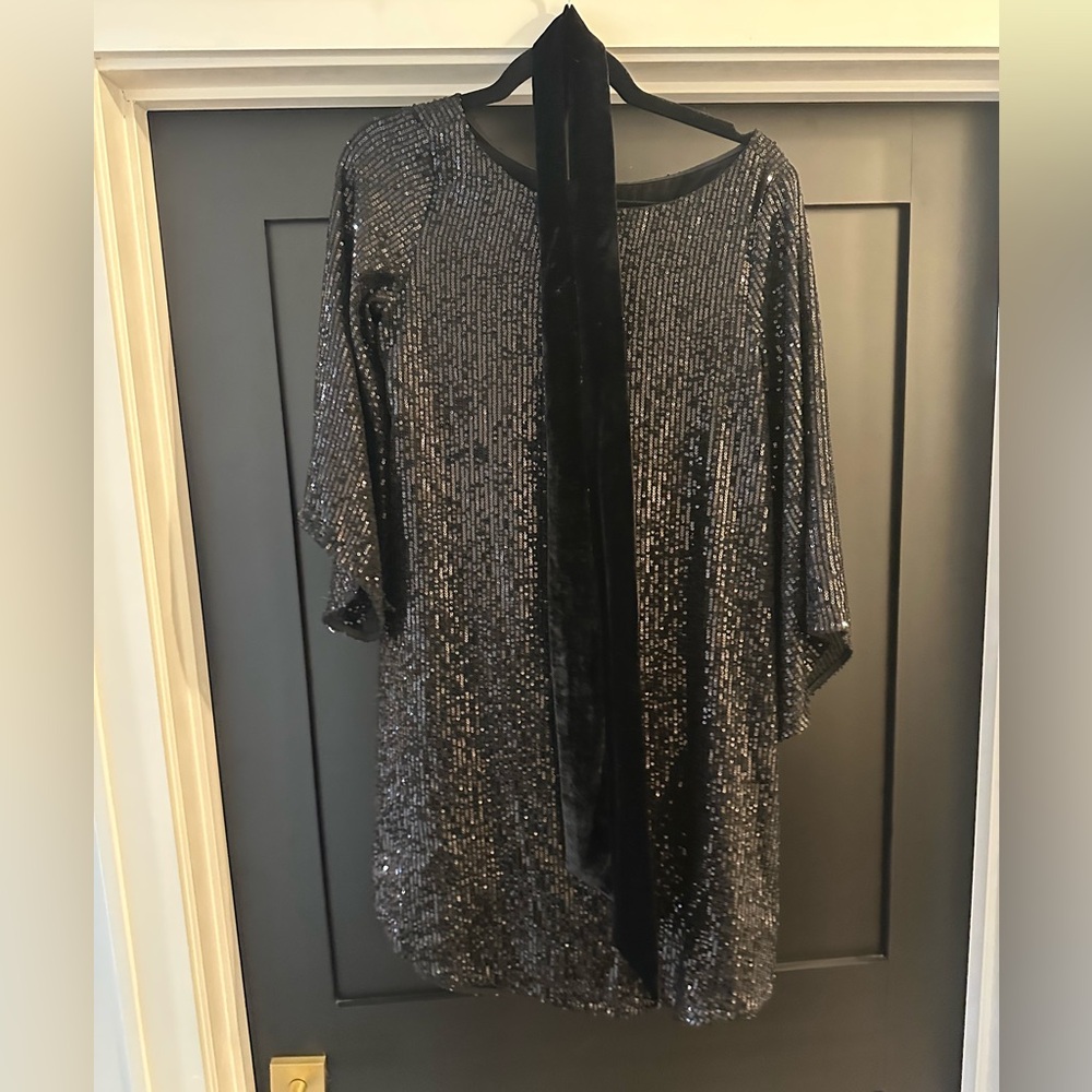 Anthropologie Black Sequin Dress